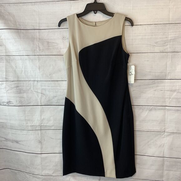 Sandra Darren Dress Sheath Small 4 6 party wedding Cocktail Zipper color-block - Picture 1 of 12